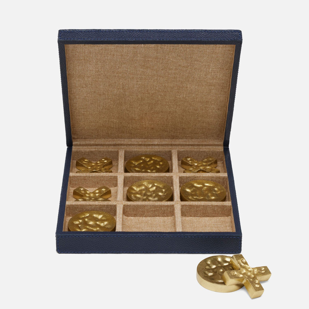 Lecco, Dark Navy, Tic Tac Toe, Full-Grain Leather