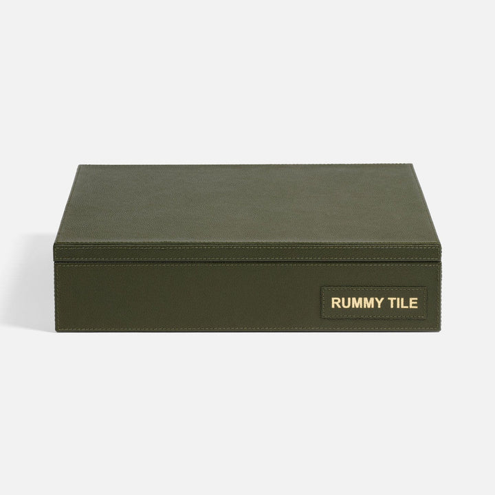 Lecco, Forest, Rummy Tile Game Set, Full-Grain Leather