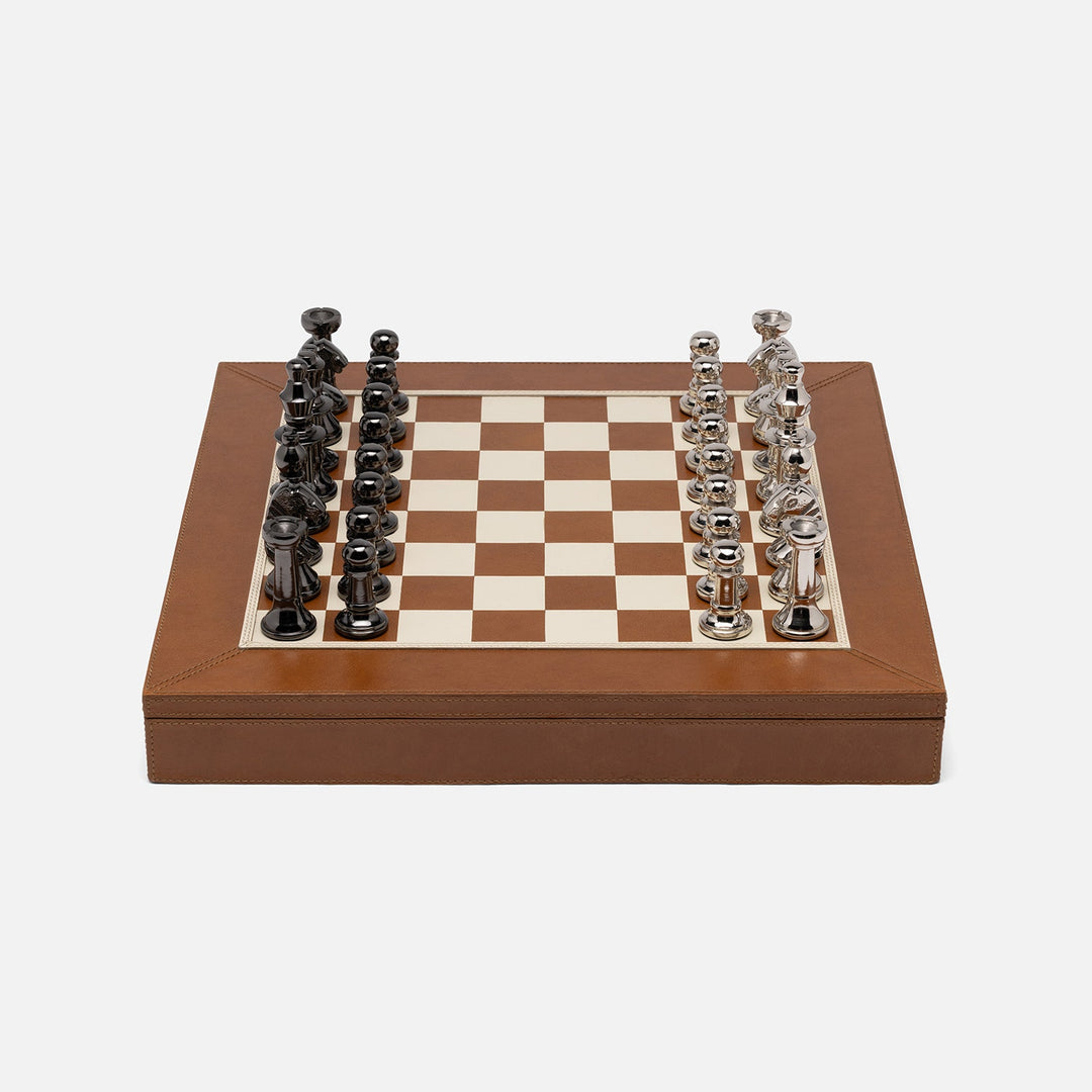 Lecco, Saddle, Chess Game Set, Full-Grain Leather