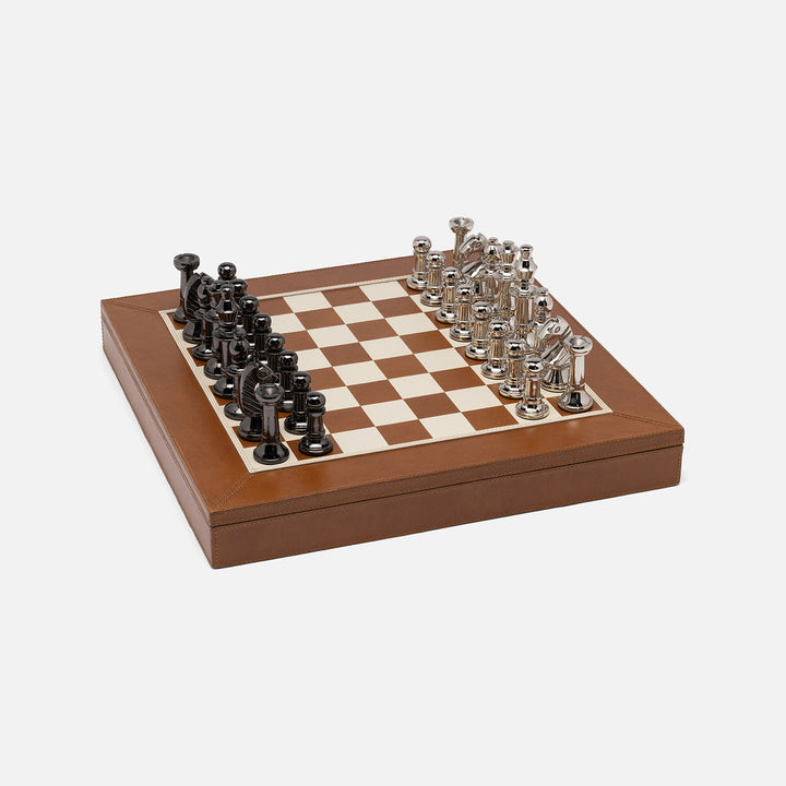 Lecco, Saddle, Chess Game Set, Full-Grain Leather