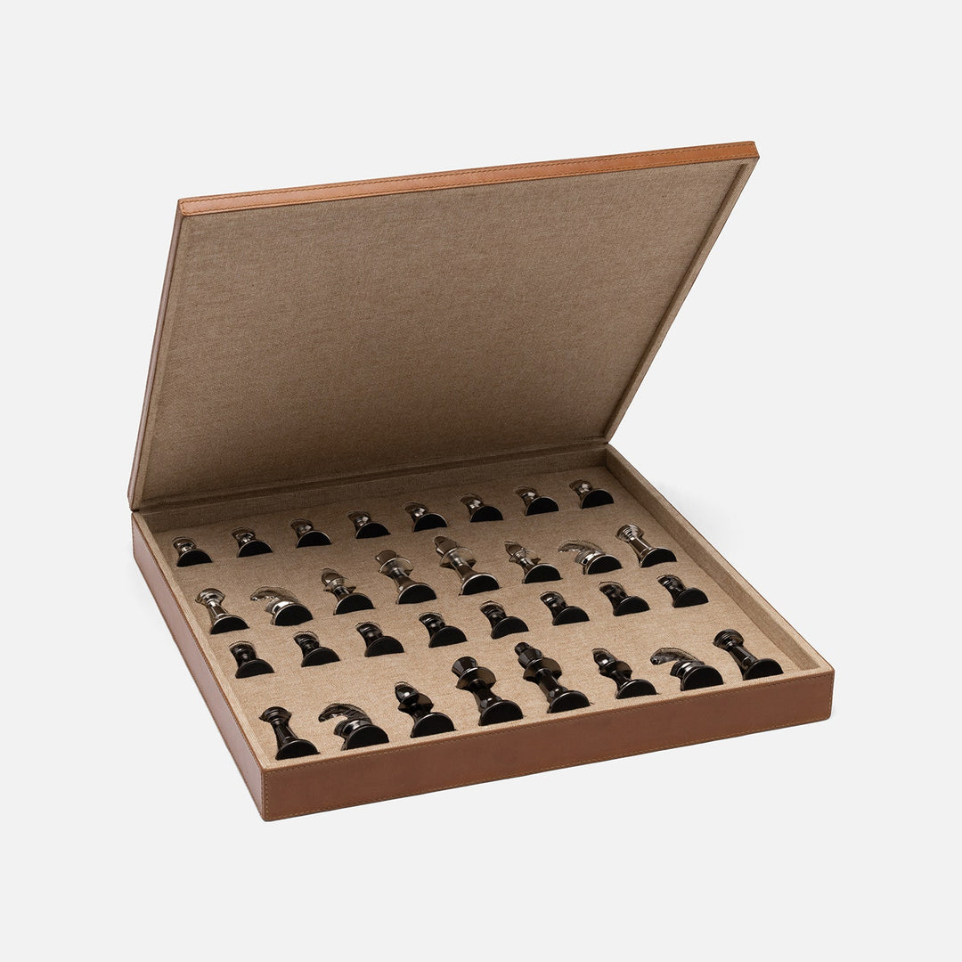Lecco, Saddle, Chess Game Set, Full-Grain Leather