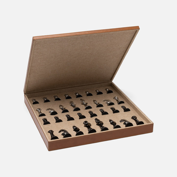 Lecco, Saddle, Chess Game Set, Full-Grain Leather