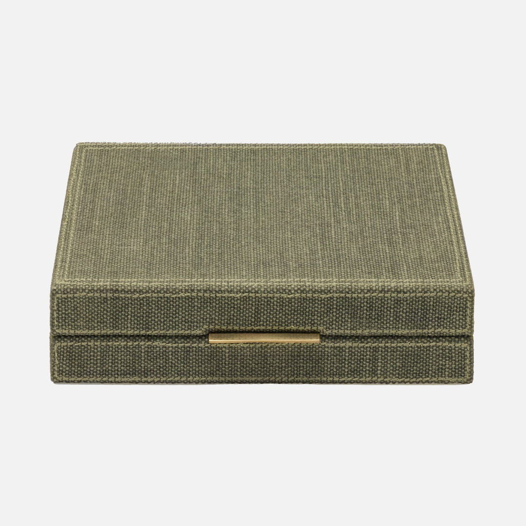 Preston, Dark Green, Backgammon Game Set, Small, Cotton Jute