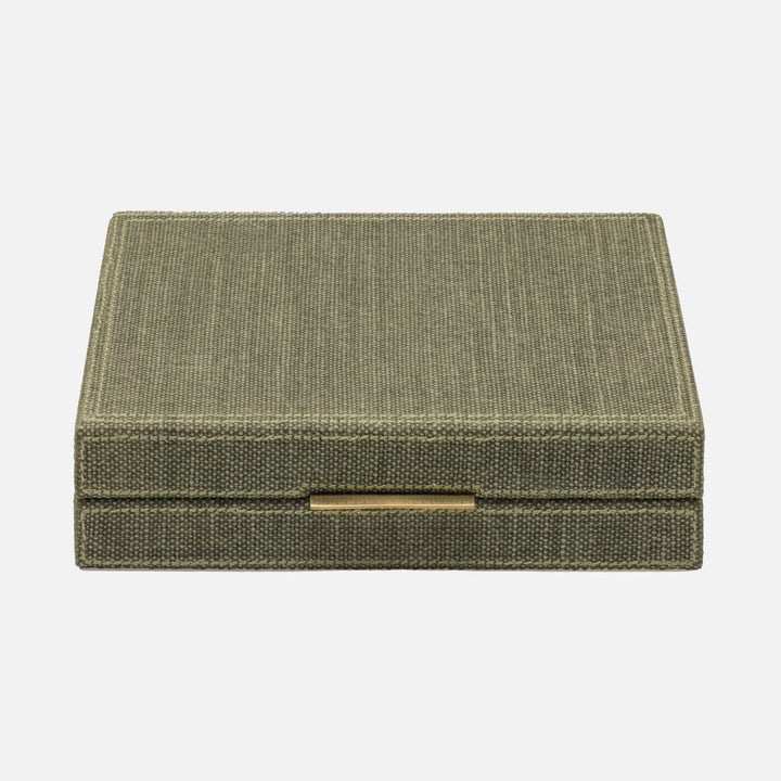 Preston, Dark Green, Backgammon Game Set, Small, Cotton Jute