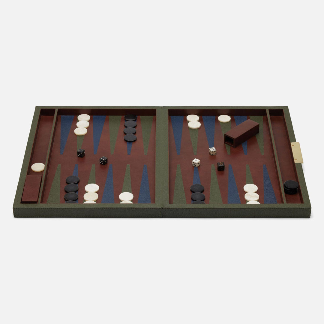 Sebina, Forest Green, Backgammon, Full-Grain Leather, Large
