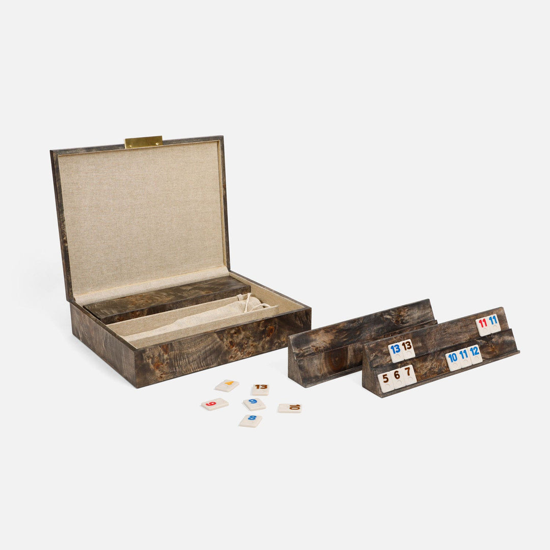 Windsor, Ash Gray, Rummy Tile Game Set, Mappa Burl