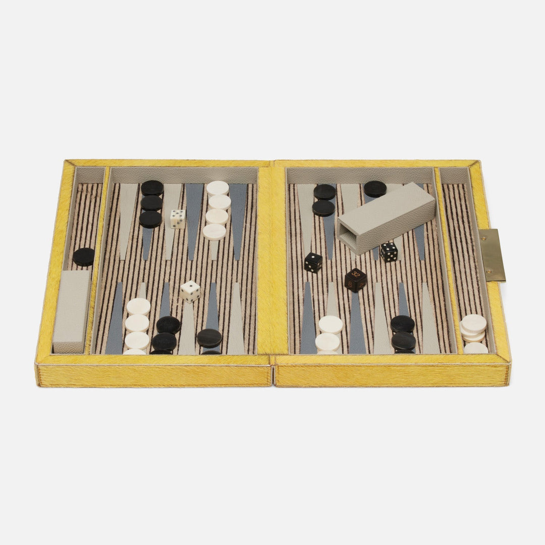 Castelo, Goldenrod, Backgammon, Game Set, Small, Hair-On-Hide