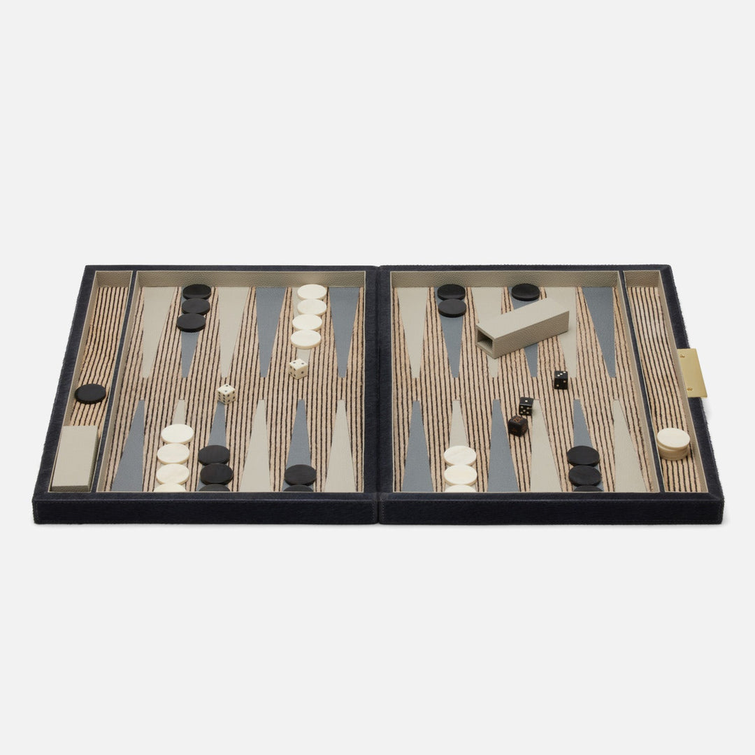 Castelo, Midnight, Backgammon, Game Set, Large, Hair-On-Hide