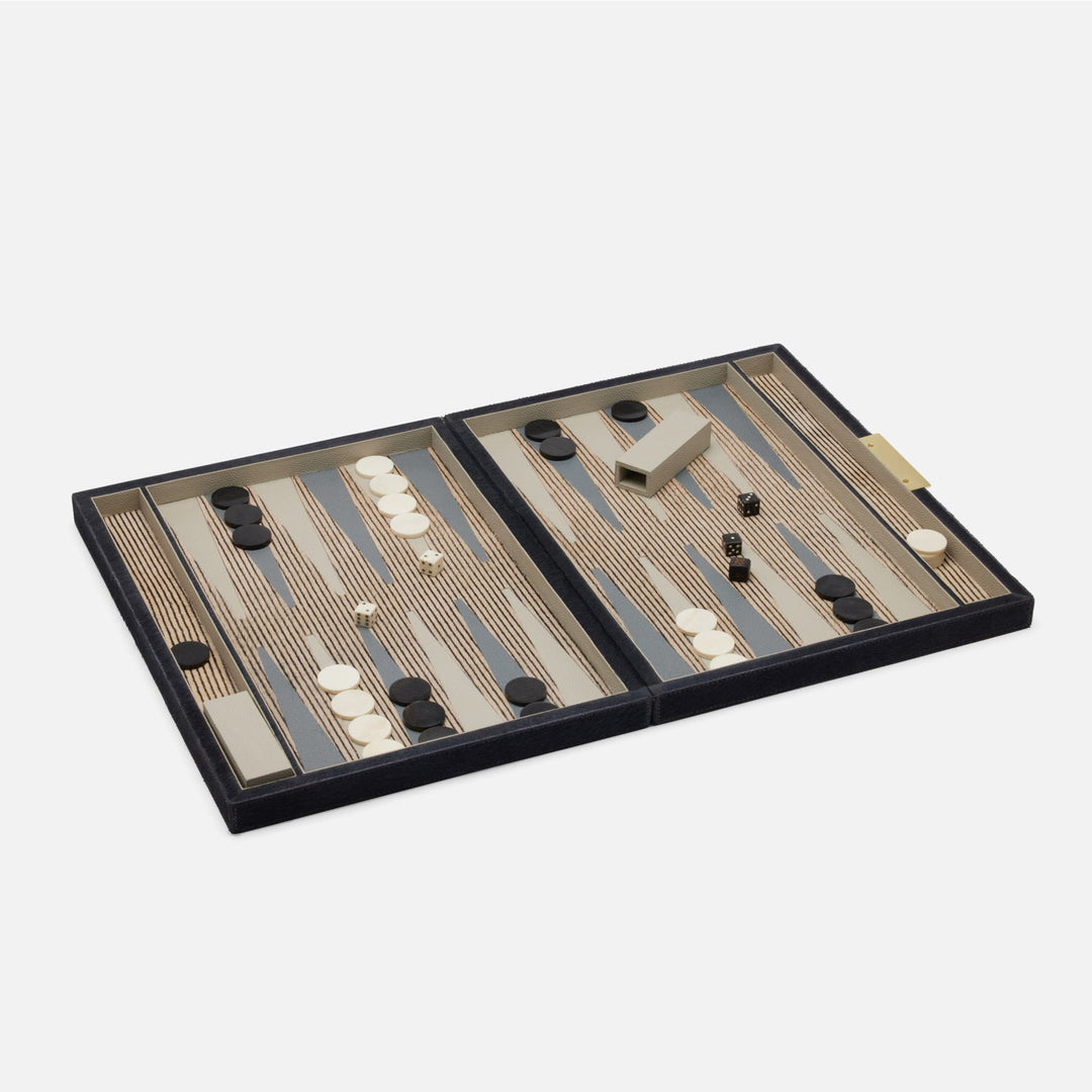 Castelo, Midnight, Backgammon, Game Set, Large, Hair-On-Hide