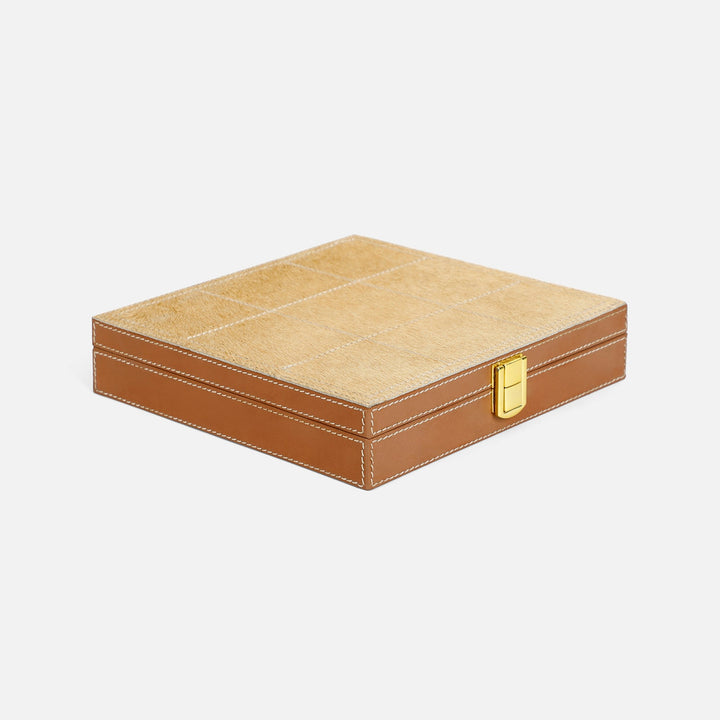 Grantham, Beige/Aged Camel, Tic-Tac-Toe, Hair-On-Hide/Full-Grain Leather