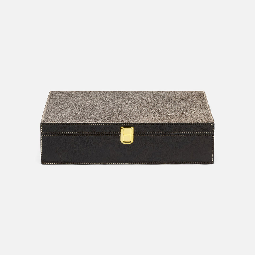 Grantham, Gray/Charcoal, Poker Game Set, Hair-On-Hide/Full-Grain Leather