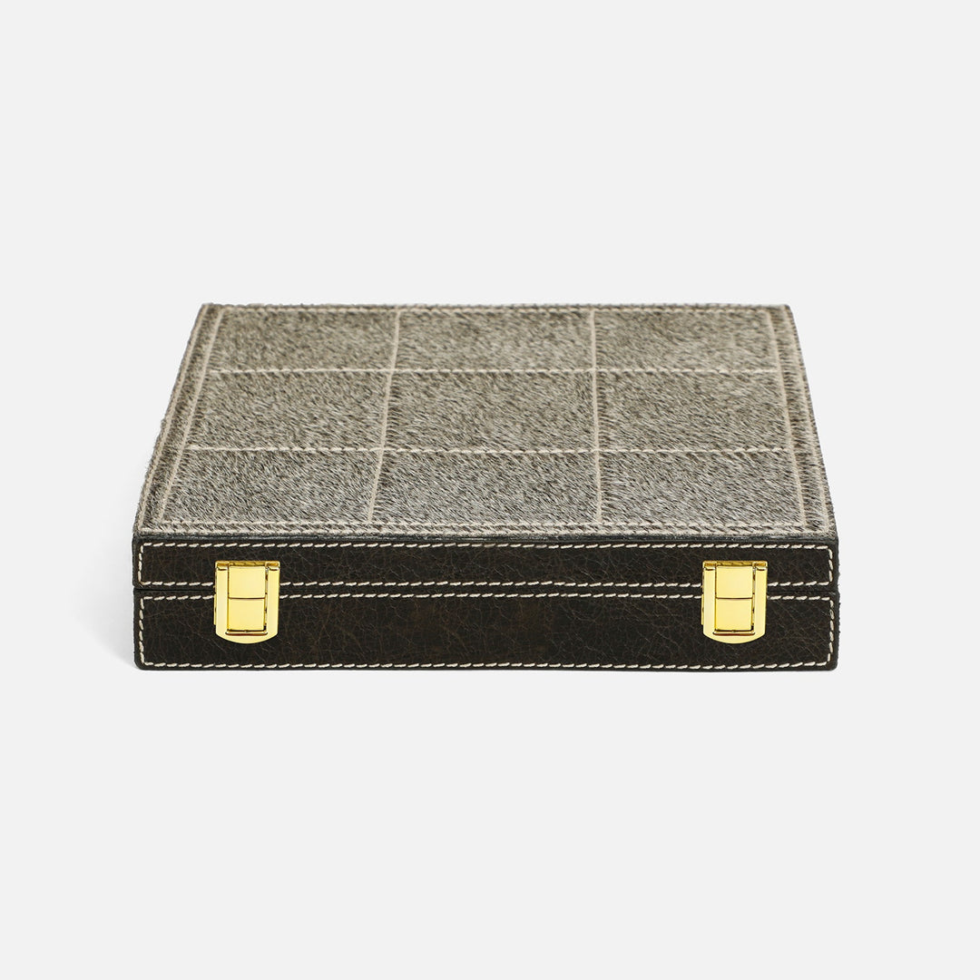 Grantham, Gray/Charcoal, Tic-Tac-Toe, Xlarge, Hair-On-Hide/Full-Grain Leather