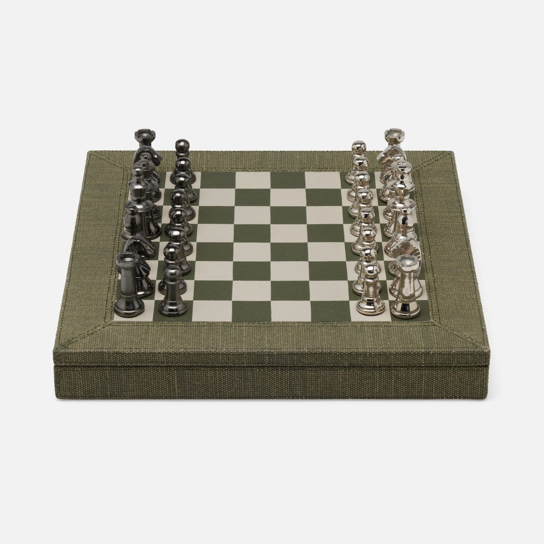Preston, Dark Green, Chess Game Set, Cotton Jute