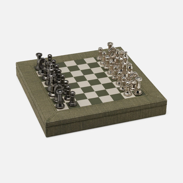 Preston, Dark Green, Chess Game Set, Cotton Jute