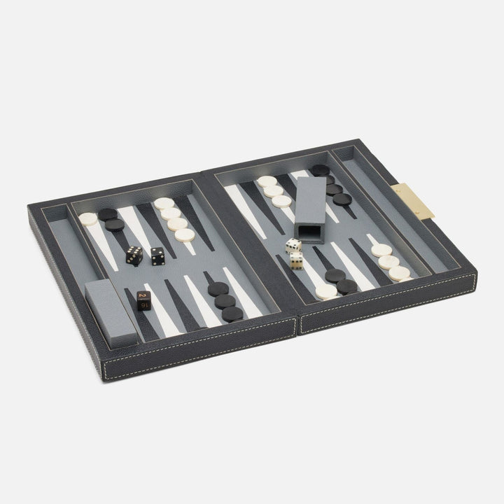Sebina, Black, Small, Backgammon, Full-Grain Leather