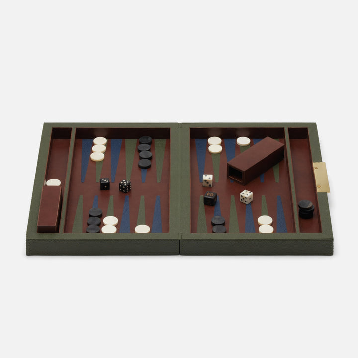Sebina, Forest Green, Backgammon, Full-Grain Leather, Small