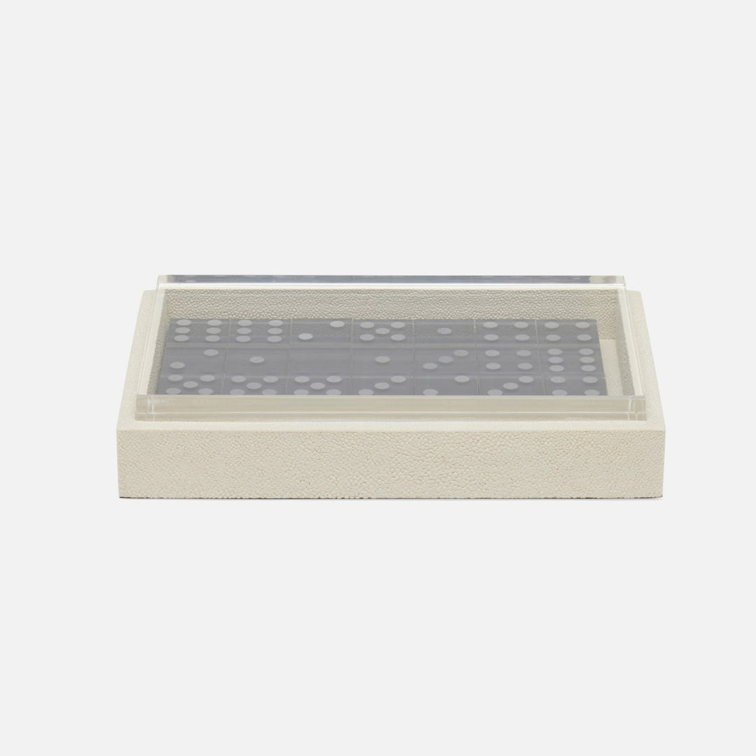 Treviso, Blanc Br, Domino Box, Standard, Realistic Faux Shagreen