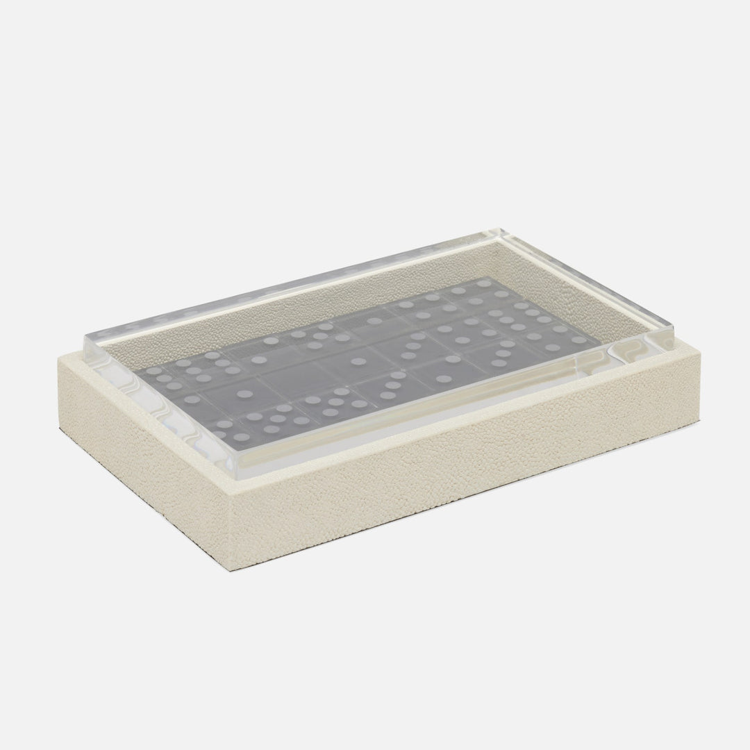 Treviso, Blanc Br, Domino Box, Standard, Realistic Faux Shagreen