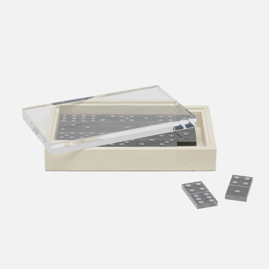 Treviso, Blanc Br, Domino Box, Standard, Realistic Faux Shagreen