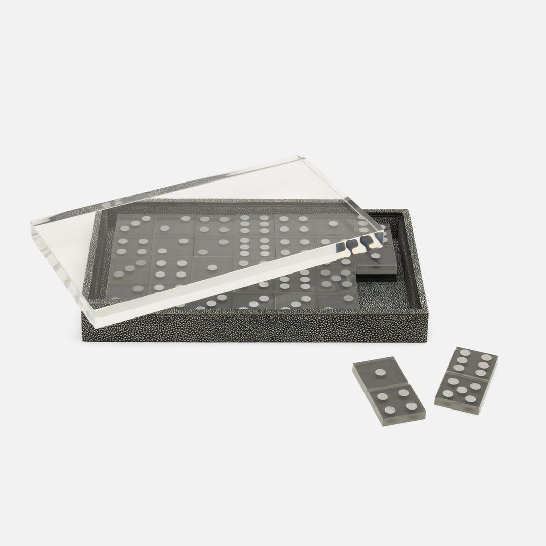 Treviso, Cool Gray, Domino Box Set, Oversized, Realistic Faux Shagreen