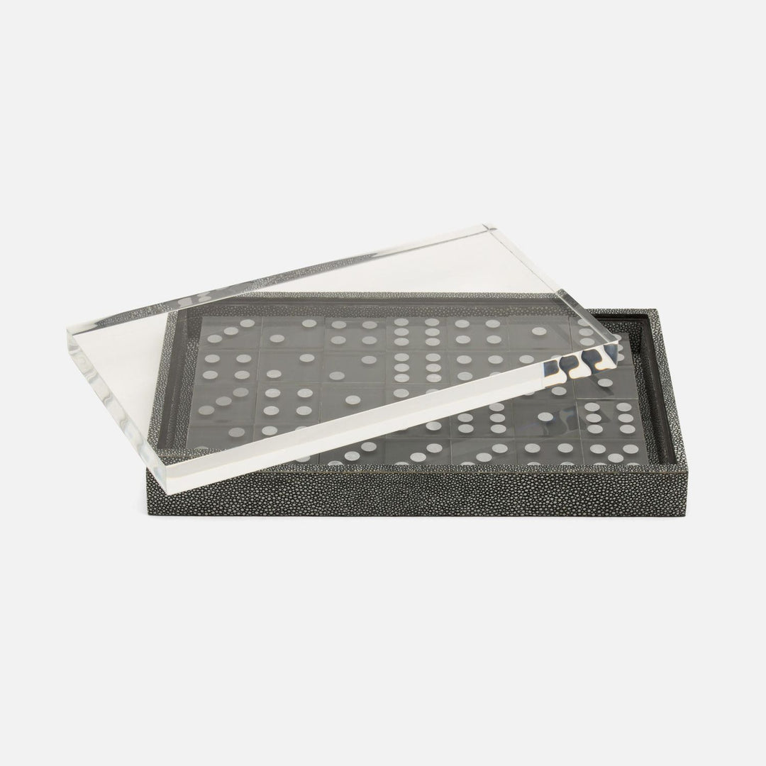Treviso, Cool Gray, Domino Box Set, Oversized, Realistic Faux Shagreen