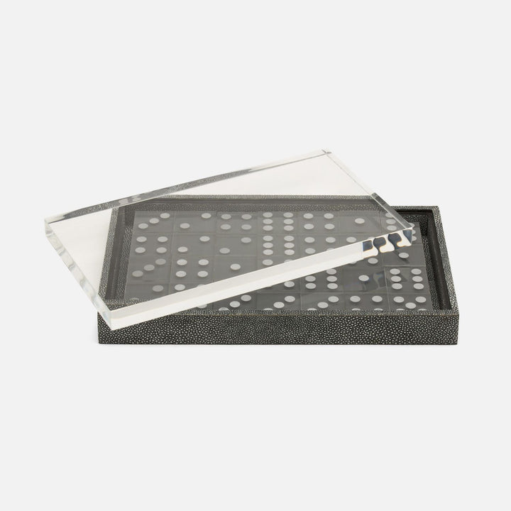 Treviso, Cool Gray, Domino Box Set, Oversized, Realistic Faux Shagreen