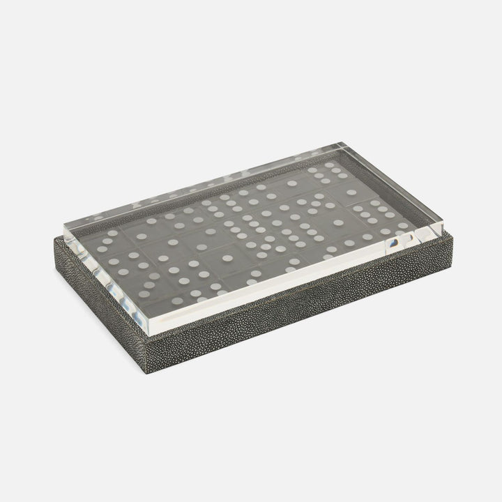 Treviso, Cool Gray, Domino Box Set, Oversized, Realistic Faux Shagreen