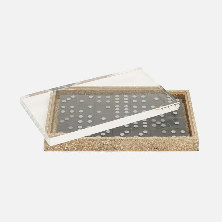 Treviso, Warm Silver, Domino Box Set, Oversized, Realistic Faux Shagreen