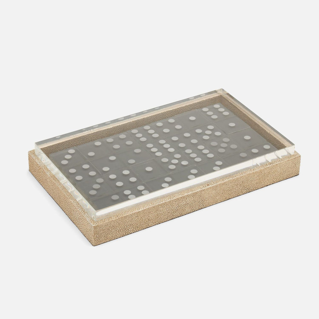 Treviso, Warm Silver, Domino Box Set, Oversized, Realistic Faux Shagreen