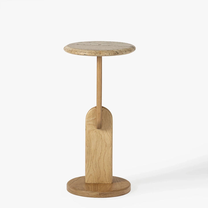 Ellen Drink Table - Oak / Travertine