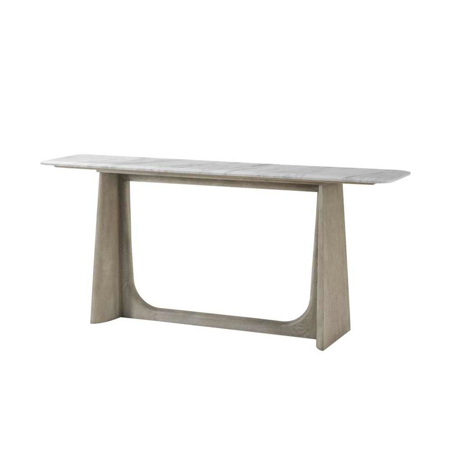 Repose Wooden Console Table Marble Top-Theodore Alexander-THEO-TA53073.C322-Console TablesGrey Oak-1-France and Son