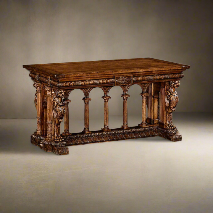 French Renaissance Style Library Table