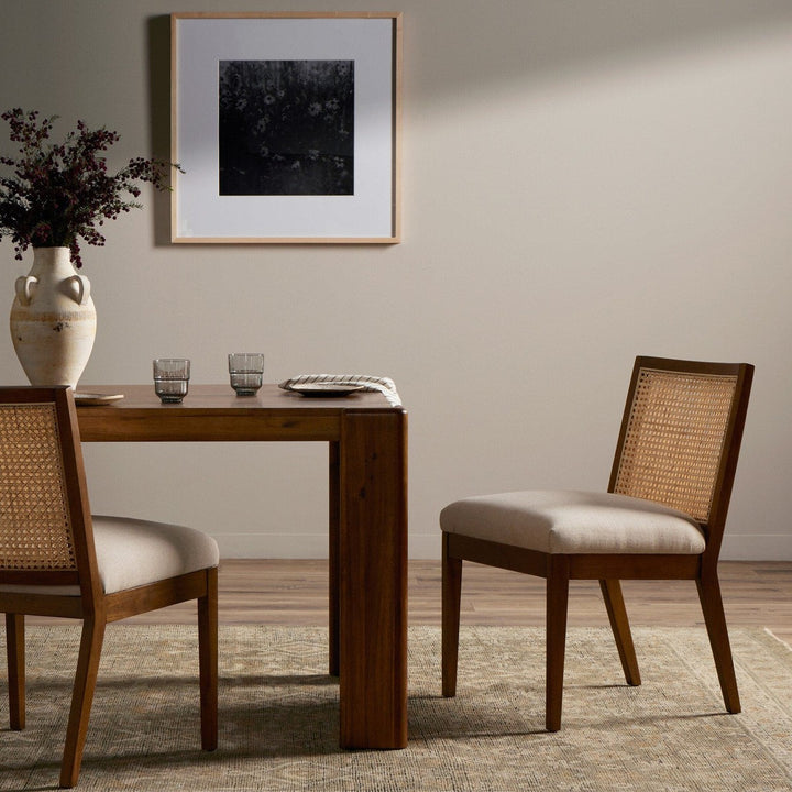 Angelina Cane Armless Dining Chair - Toasted Savile Flax