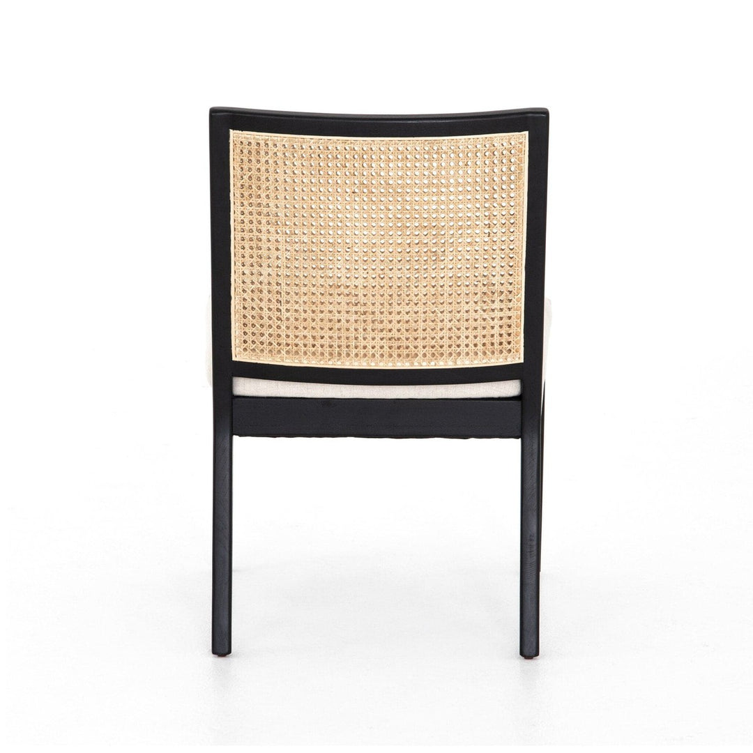 Angelina Cane Armless Dining Chair - Ebony / Savile Flax