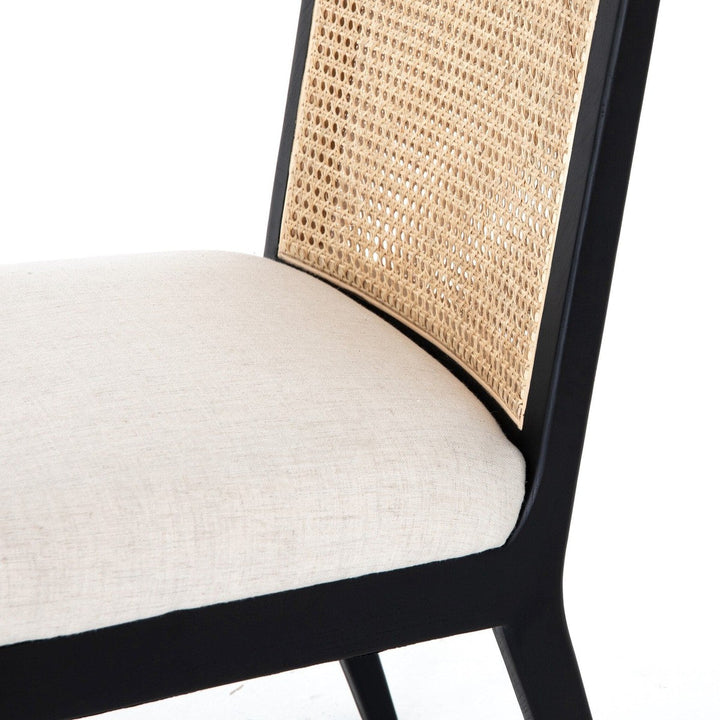 Angelina Cane Armless Dining Chair - Ebony / Savile Flax