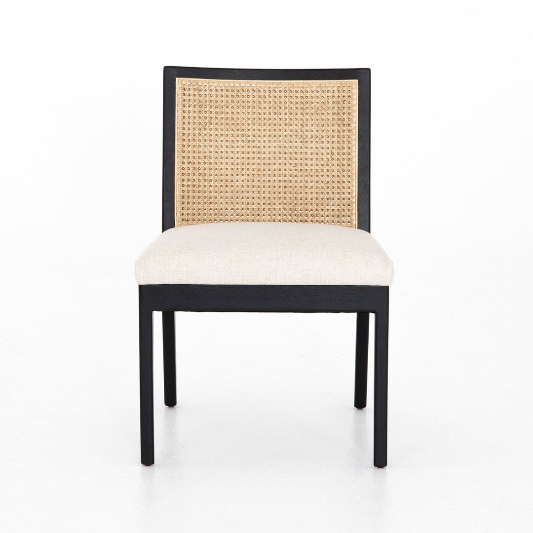 Angelina Cane Armless Dining Chair - Ebony / Savile Flax