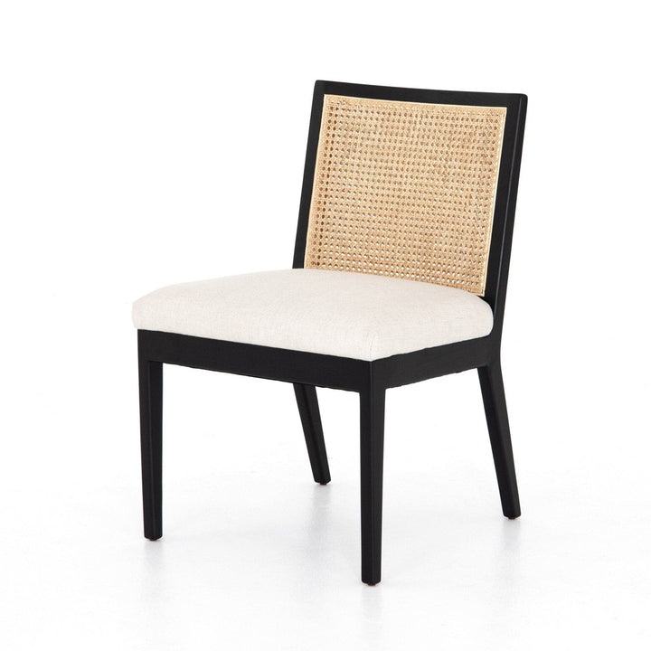 Angelina Cane Armless Dining Chair - Ebony / Savile Flax