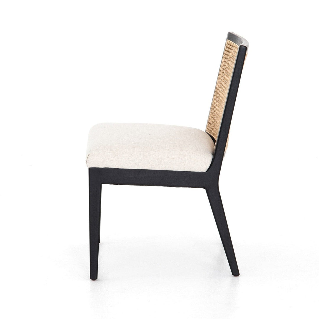 Angelina Cane Armless Dining Chair - Ebony / Savile Flax