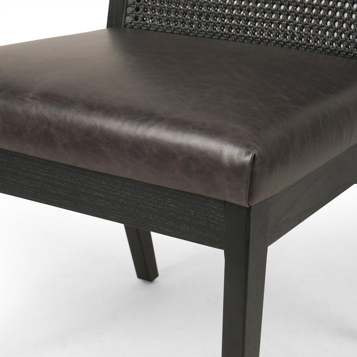 Isabella Cane Armless Dining Chair - Brushed Ebony - Sonoma Black