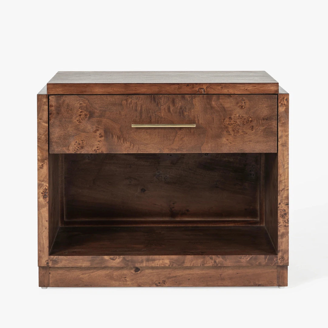 Wesley Burl Nightstand - Dark Burl