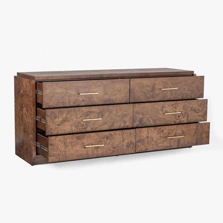 Wesley Burl 6-Drawer Dresser - Dark Burl