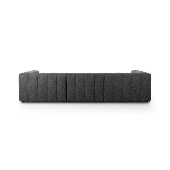 Ashford Channeled 3-Piece Sectional - Left Chaise W/ Ottoman - Saxon Charcoal