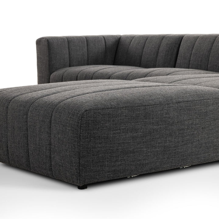 Ashford Channeled 3-Piece Sectional - Right Chaise W/ Ottoman - Saxon Charcoal