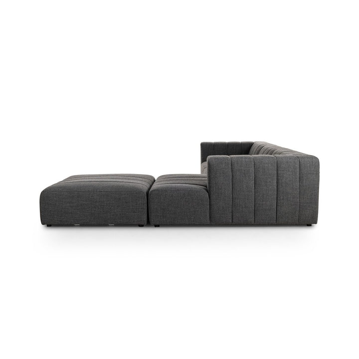 Ashford Channeled 3-Piece Sectional - Right Chaise W/ Ottoman - Saxon Charcoal