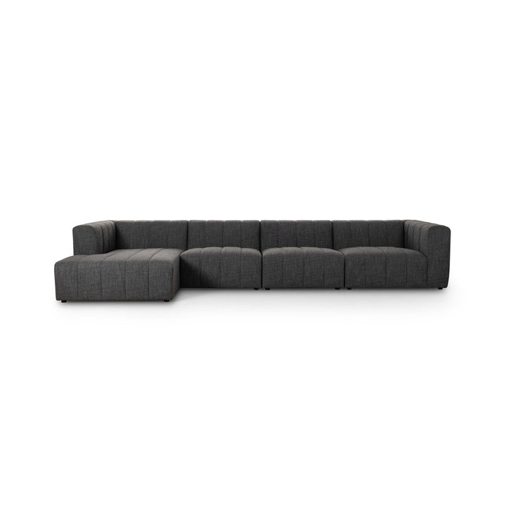 Ashford Channeled 4-Piece Sectional - Left Chaise - Saxon Charcoal