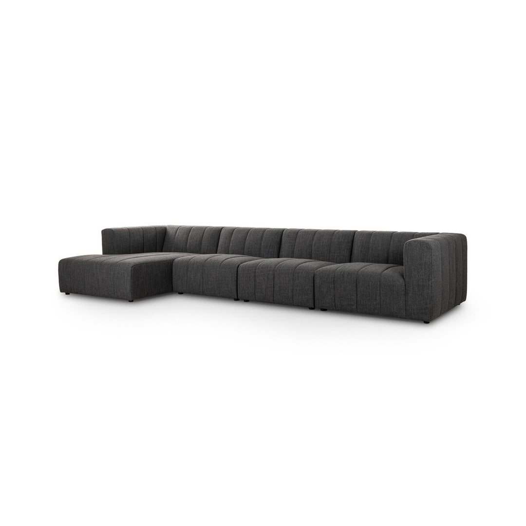 Ashford Channeled 4-Piece Sectional - Left Chaise - Saxon Charcoal