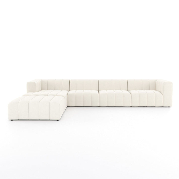 Logan Channeled 4-Piece Sectional - Fayette Cloud - Left Chaise W/ Ottoman