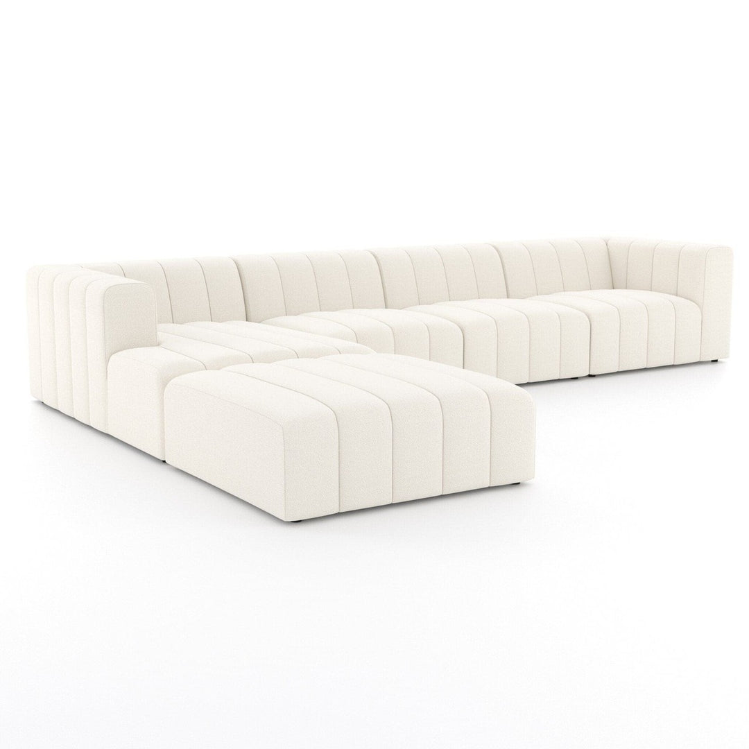 Logan Channeled 4-Piece Sectional - Fayette Cloud - Left Chaise W/ Ottoman