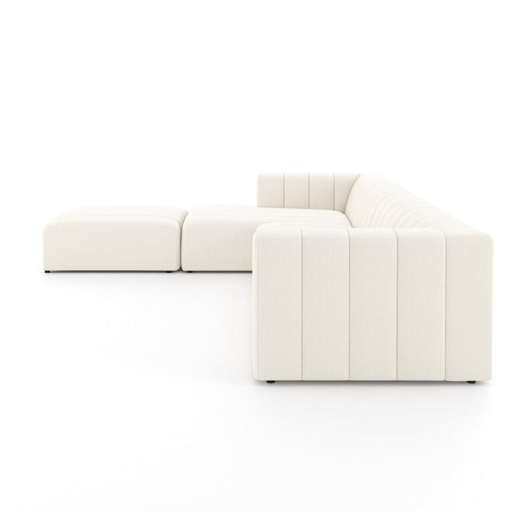 Logan Channeled 4-Piece Sectional - Fayette Cloud - Left Chaise W/ Ottoman