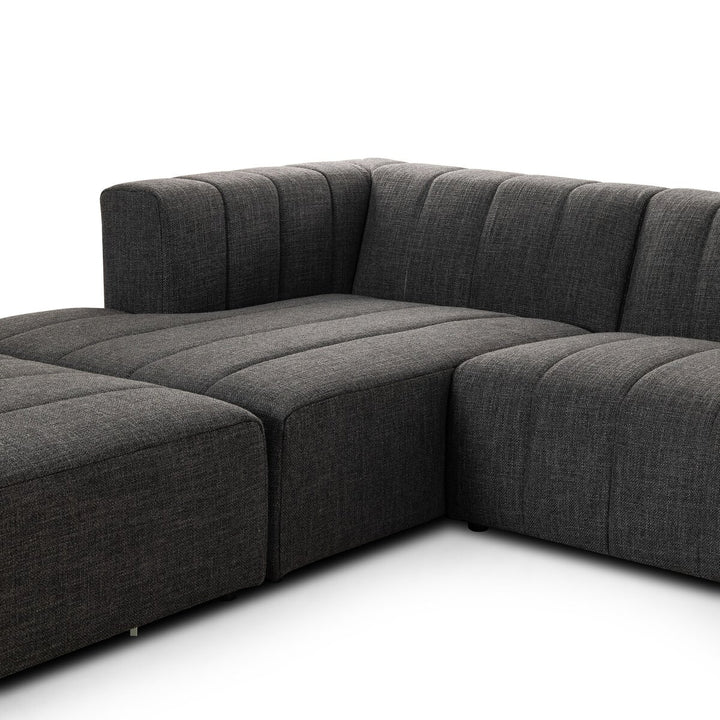 Ashford Channeled 4-Piece Sectional - Left Chaise W/ Ottoman - Saxon Charcoal